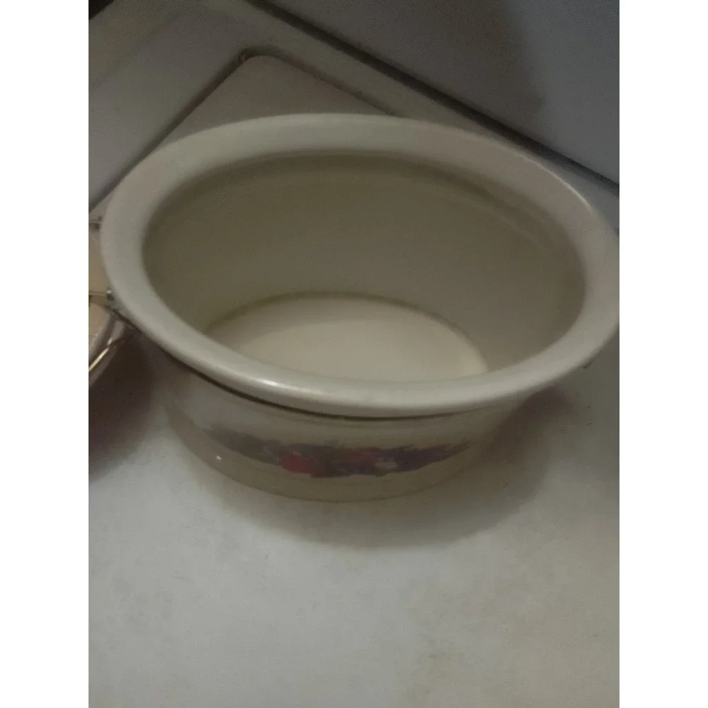 Knott's Berry Farm‎ Ceramic Canister with Metal Clamp and Fruit Design, Vintage